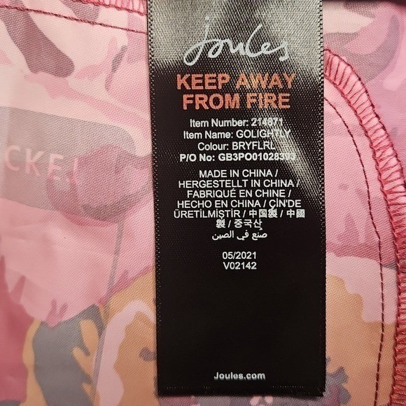 Joules Raincoat Upcycled Plastic Golightly Red Pink Berry Floral Size 4‎ NWT - Picture 8 of 9